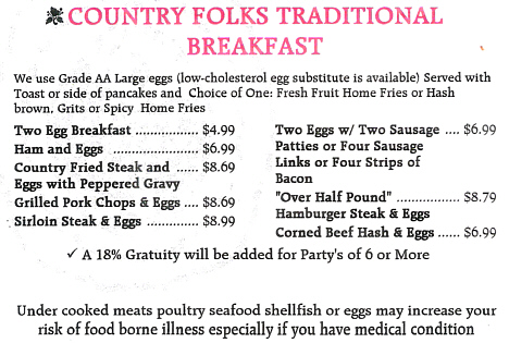 Country Folks Traditional Breakfasts